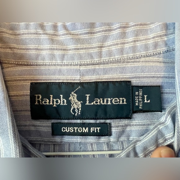 Ralph Lauren button down, long sleeve, Blue and white striped. Classic fit - Picture 3 of 4